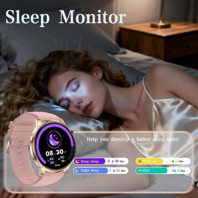Alt view image 5 of 7 - Smart Watch for Men Women, 1.43 AMOLED HD Display Smartwatch IP68 Waterproof, Fitness Tracker Watch with 110+ Sports Modes/Sleep/Health Monitor, Smart Watches for Android iPhone (Pink)