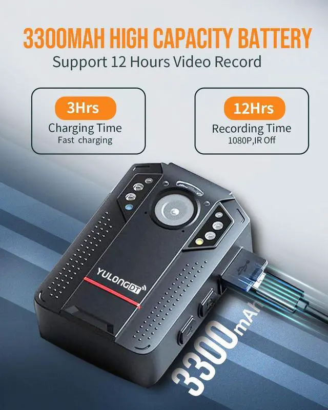 Alt view image 7 of 7 - 128GB Full HD 1440P Body Camera with Audio and Video Recording, Multifunctional with Night Vision,Loop Recording, Snapshot,3300mah Battery, Waterproof, Long time Recording