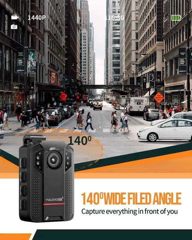 Alt view image 6 of 7 - 128GB Full HD 1440P Body Camera with Audio and Video Recording, Multifunctional with Night Vision,Loop Recording, Snapshot,3300mah Battery, Waterproof, Long time Recording
