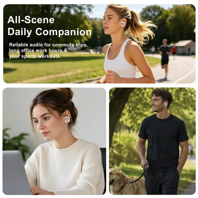 Alt view image 6 of 7 - Open Ear Clip-On Earbuds, Bluetooth 5.4 Wireless Headphones IP65 Waterproof Lightweight 16H Playtime Touch Control Earphones Comfort Design for Small Ears&Glasses