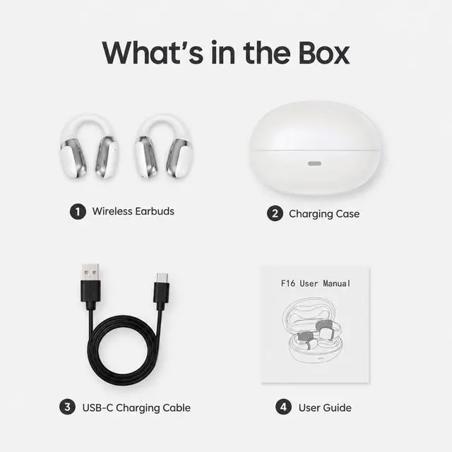 Alt view image 7 of 7 - Open Ear Clip-On Earbuds, Bluetooth 5.4 Wireless Headphones IP65 Waterproof Lightweight 16H Playtime Touch Control Earphones Comfort Design for Small Ears&Glasses