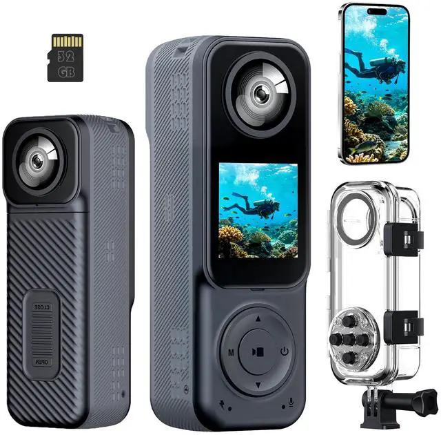 Main image of 4K Handheld Vlogging Camera Body Cam Action Camera for Travel | 4K UHD | with Waterproof Case & 32GB Card | Connect to APP | Dual-Lens | 3.5 Hours Working | Travel Vlogging Camera