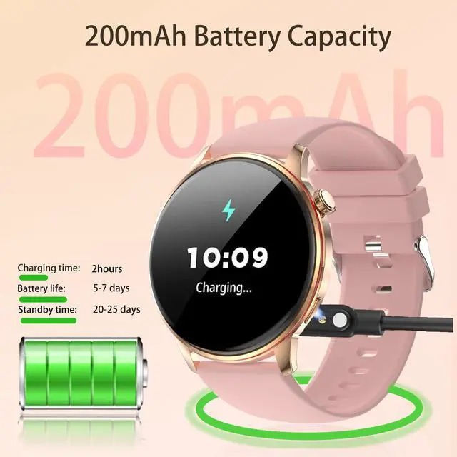 Alt view image 7 of 7 - Smart Watch for Men Women, 1.43 AMOLED HD Display Smartwatch IP68 Waterproof, Fitness Tracker Watch with 110+ Sports Modes/Sleep/Health Monitor, Smart Watches for Android iPhone (Pink)
