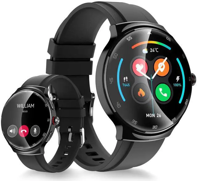 Main image of Smart Watch for Men Women, 1.43 Curved AMOLED HD Screen Fitness Tracker, 100+ Sport Modes, Heart Rate Sleep Monitor, Pedometer, Smartwatch for Android & iOS Compatible