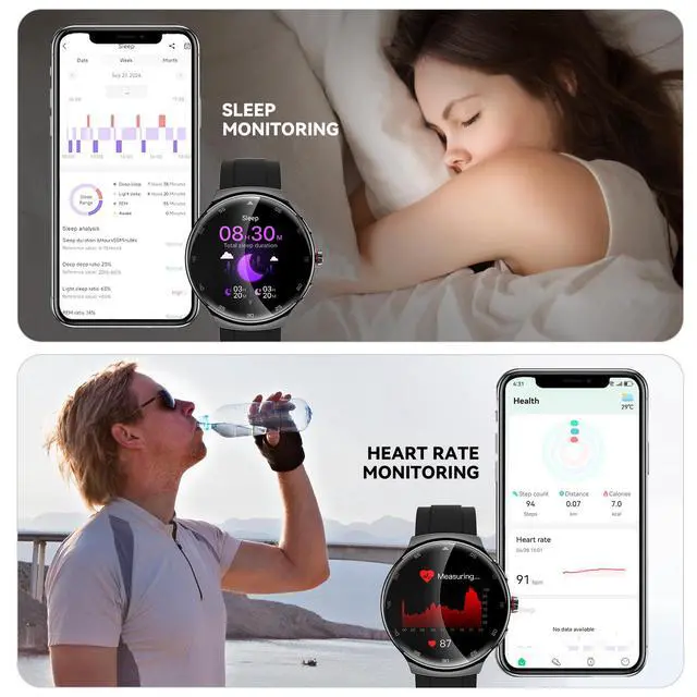 Alt view image 4 of 6 - Smart Watch for Men Women, 1.43 Curved AMOLED HD Screen Fitness Tracker, 100+ Sport Modes, Heart Rate Sleep Monitor, Pedometer, Smartwatch for Android & iOS Compatible