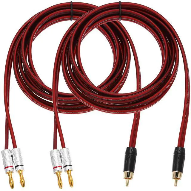 Main image of 2 Pcs 1 RCA to 2 4mm Banana Plug Speaker Cable, 14AWG Gold Plated RCA Audio Cable, Splitter Audio Cable for Speaker Amplifiers Subwoofer, 9.8ft