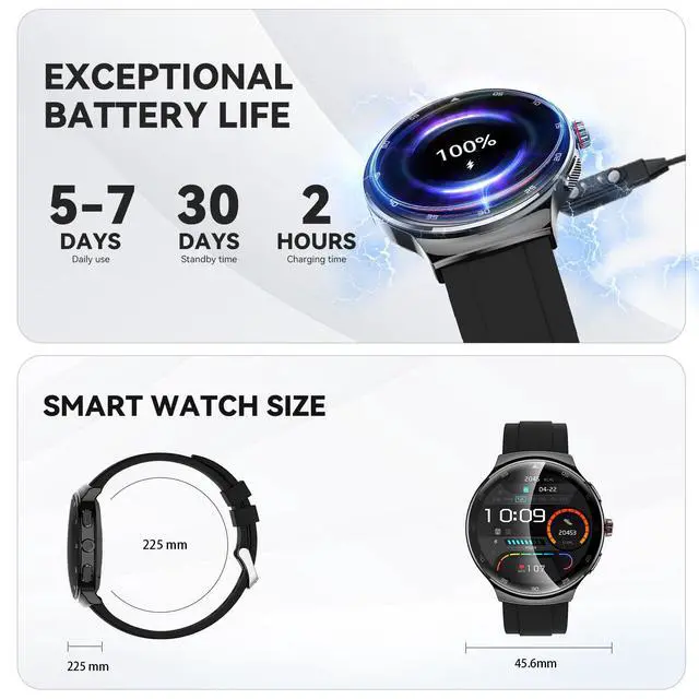 Alt view image 6 of 6 - Smart Watch for Men Women, 1.43 Curved AMOLED HD Screen Fitness Tracker, 100+ Sport Modes, Heart Rate Sleep Monitor, Pedometer, Smartwatch for Android & iOS Compatible