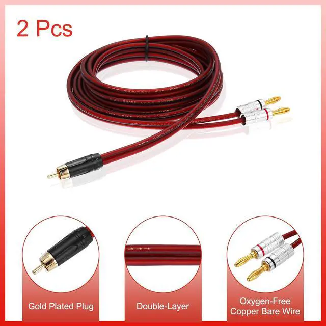 Alt view image 3 of 6 - 2 Pcs 1 RCA to 2 4mm Banana Plug Speaker Cable, 14AWG Gold Plated RCA Audio Cable, Splitter Audio Cable for Speaker Amplifiers Subwoofer, 9.8ft