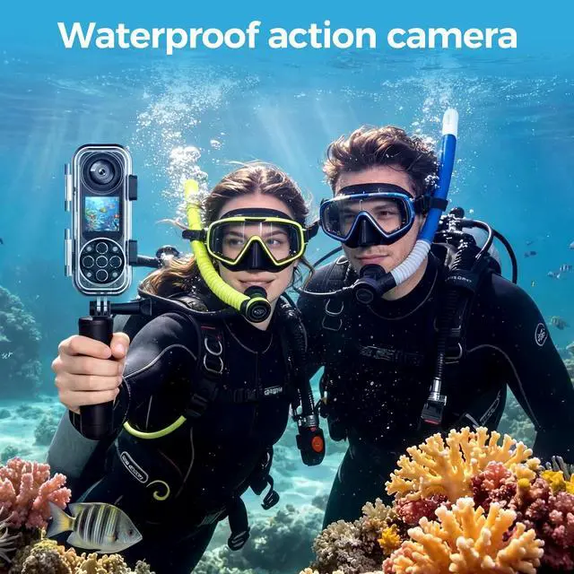Alt view image 4 of 7 - 4K Handheld Vlogging Camera Body Cam Action Camera for Travel | 4K UHD | with Waterproof Case & 32GB Card | Connect to APP | Dual-Lens | 3.5 Hours Working | Travel Vlogging Camera