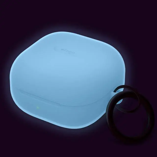 Alt view image 2 of 6 - Silicone Hang Case for Galaxy Buds FE, 2 Pro, 2, Pro, Live | (2023) (2022) (2021) (Nightglow Blue)