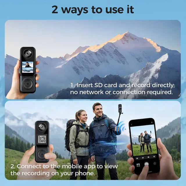 Alt view image 5 of 7 - 4K Handheld Vlogging Camera Body Cam Action Camera for Travel | 4K UHD | with Waterproof Case & 32GB Card | Connect to APP | Dual-Lens | 3.5 Hours Working | Travel Vlogging Camera