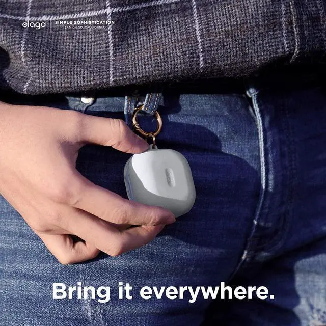 Alt view image 4 of 6 - Silicone Hang Case for Galaxy Buds FE, 2 Pro, 2, Pro, Live | (2023) (2022) (2021) (Nightglow Blue)
