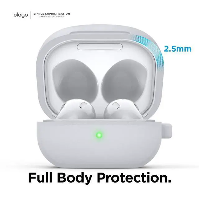Alt view image 6 of 6 - Silicone Hang Case for Galaxy Buds FE, 2 Pro, 2, Pro, Live | (2023) (2022) (2021) (Nightglow Blue)