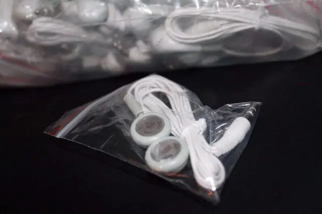 Alt view image 2 of 3 - Bulk Wholesale Lot of 100 White/Gray 3.5mm in Ear Earbuds/Headphones/Earphones Great for Schools, Libraries, Hospitals, Kids etc