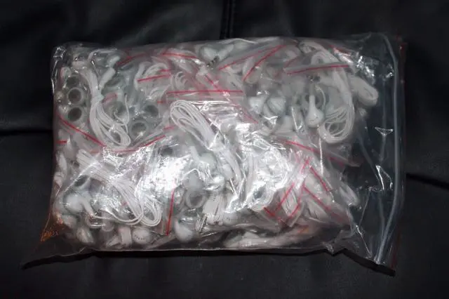 Alt view image 3 of 3 - Bulk Wholesale Lot of 100 White/Gray 3.5mm in Ear Earbuds/Headphones/Earphones Great for Schools, Libraries, Hospitals, Kids etc