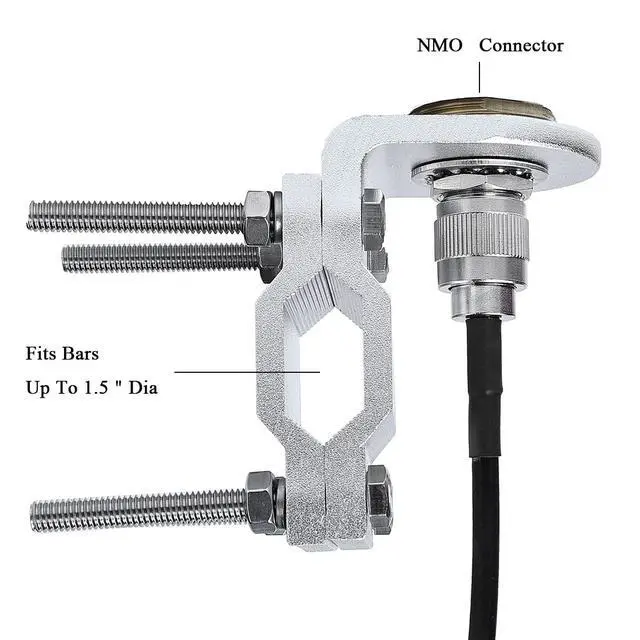 Alt view image 3 of 7 - Universal Roll Bar Mirror Antenna Mount with NMO Connector | w/16.4ft RG58 UHF PL259 Male to Male Coaxial Cable