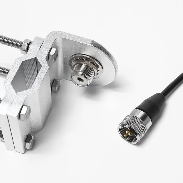 Alt view image 2 of 7 - Universal Roll Bar Mirror Antenna Mount with NMO Connector | w/16.4ft RG58 UHF PL259 Male to Male Coaxial Cable