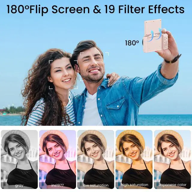 Alt view image 4 of 7 - 4K UHD 75MP Digital Camera for Photography - 18X Zoom, Autofocus, 64GB, Anti-Shake WiFi Vlogging Camera with Fill Light, 180 Flip Screen Compact Vlog Travel Camara for YouTube, Two Batteries, PK