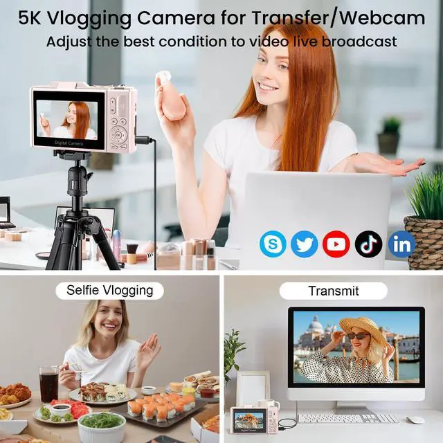 Alt view image 7 of 7 - 4K UHD 75MP Digital Camera for Photography - 18X Zoom, Autofocus, 64GB, Anti-Shake WiFi Vlogging Camera with Fill Light, 180 Flip Screen Compact Vlog Travel Camara for YouTube, Two Batteries, PK