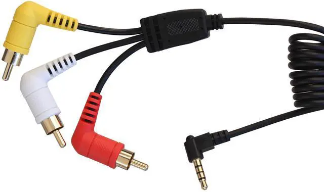 Alt view image 3 of 6 - 3.5mm to 3 RCA A/V Cable Compatible with Sony Handycam Camcorder and ImmersionRC Powerplay Coiled Plug and Play, No Cable Spacer Needed (Black, Red, White, Yellow)