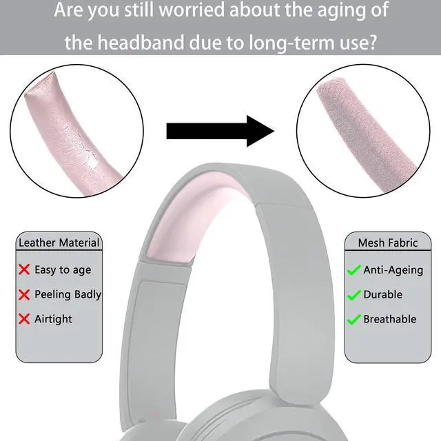Alt view image 6 of 7 - Replacement Cushions Kit 2 IN1 Mesh Fabric Ear Pads + Headband Compatible with JBL Tune 600(T600BTNC 600BTNC)/660(T660NC 660NC)/670(T670NC 670NC) Headphones (Pink)