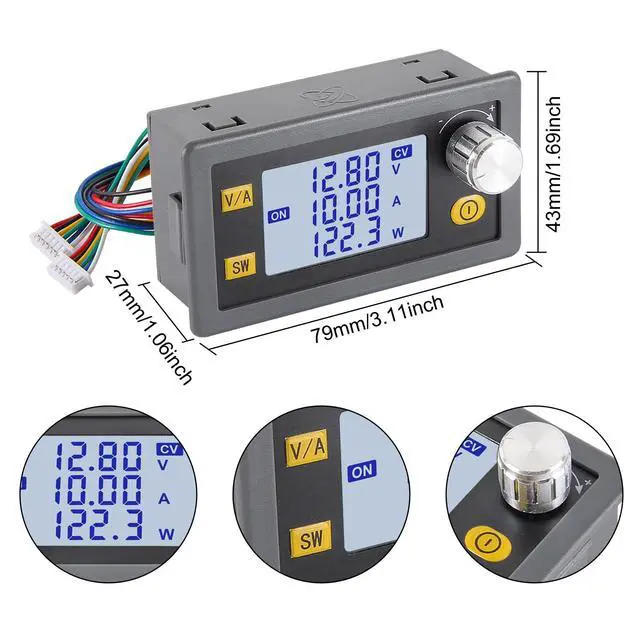 Alt view image 7 of 7 - DC Buck Converter with Meter 6-70V to 0-60V 20A 1200W Adjustable Power Supply Fixed 5V 9V 12V 24V 36V 48V 60V Output CNC Voltage Regulator Step Down Module