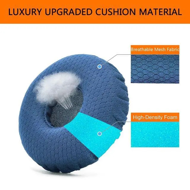 Alt view image 5 of 7 - Kit 2 IN1 Mesh Fabric Earpads for JBL Tune 600/600/670 Headset-Blue | Replacement Mesh Fabric Cushions Kit 2 IN1 Mesh Fabric Ear Pads + Headband