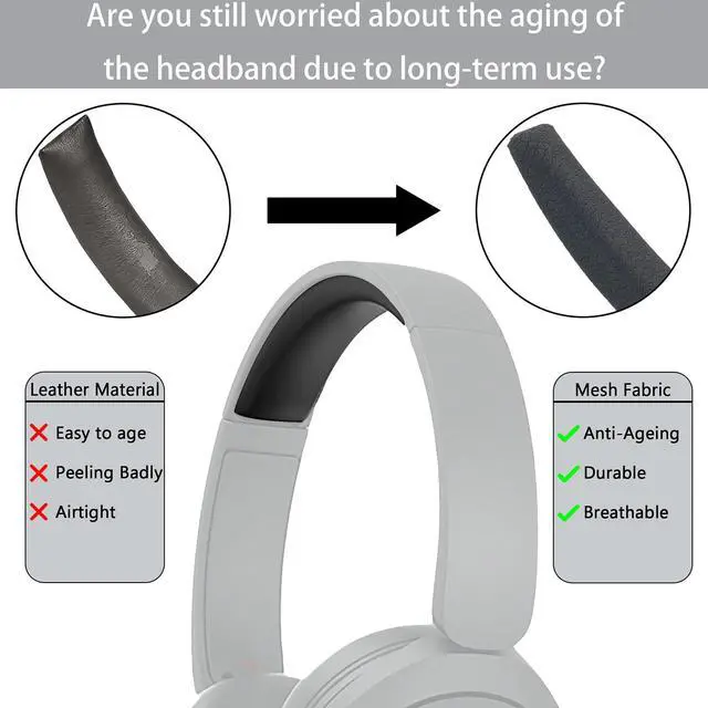 Alt view image 6 of 7 - Replacement Cushions Kit 2 IN1 Mesh Fabric Ear Pads + Headband Compatible with JBL Tune 600(T600BTNC 600BTNC)/660(T660NC 660NC)/670(T670NC 670NC) Headphones (Black)