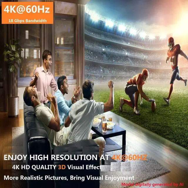 Alt view image 6 of 6 - 4K@60Hz 1x2 HDMI Splitter 1 in 2 Out RGB 4:4:4, 18 Gbps, 2 Port Powered HDMI 2.0 Splitters for Dual Monitors, Support Duplication/Mirror/Copy Screens (Not Extend) for Xbox/ PS5/HDTV/Laptop/Projector
