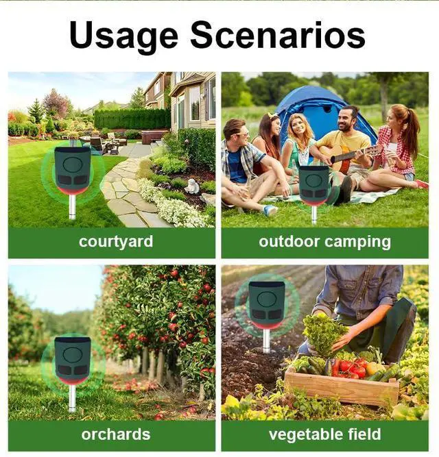 Alt view image 7 of 7 - Solar Motion Sensor Alarm Light Outdoor, 130dB Solar Strobe Warning Light with Flashing LED & Siren, Waterproof Scare Off 'Intruders' for Farm, Chicken Coop, Garden, Barn & Yard (1Pack-Green)