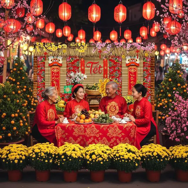 Alt view image 3 of 6 - Vietnamese New Year Decorations, 2026 TET Nguyen Dan Banner, Chuc Mung NAM Moi Happy Lunar New Year Decor, Traditional TET Party Supplies for Home Photo Booth 70.8x43.3in