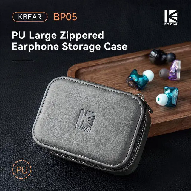 Alt view image 2 of 7 - KBEAR BP05 PU Large Zippered Earphone Storage Case, Hard Carrying Bag,Protective Storage Box,Wired Headphones,Earphones,Earbuds IEM Case Suitable for KZ ZS10 Pro/AS16,CCZ DC03