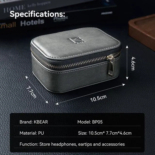 Alt view image 3 of 7 - KBEAR BP05 PU Large Zippered Earphone Storage Case, Hard Carrying Bag,Protective Storage Box,Wired Headphones,Earphones,Earbuds IEM Case Suitable for KZ ZS10 Pro/AS16,CCZ DC03
