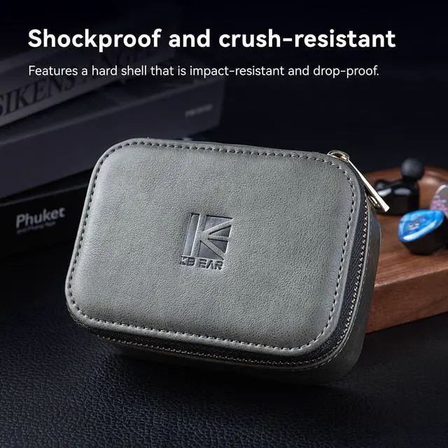 Alt view image 6 of 7 - KBEAR BP05 PU Large Zippered Earphone Storage Case, Hard Carrying Bag,Protective Storage Box,Wired Headphones,Earphones,Earbuds IEM Case Suitable for KZ ZS10 Pro/AS16,CCZ DC03
