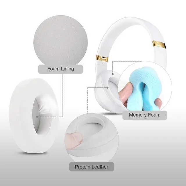 Alt view image 5 of 6 - Replacement Ear Pads for Beats Studio3, Studio 2, White | Ear Covers Earpads Cushions Compatible with Beats Studio3/2 Headphone