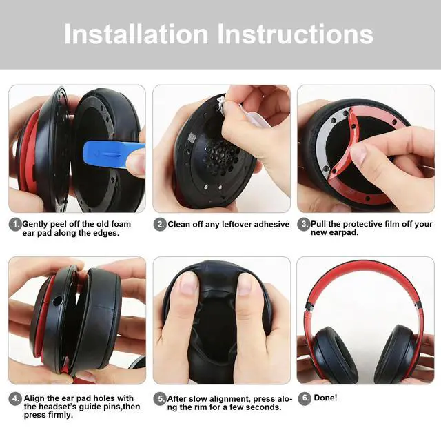 Alt view image 4 of 6 - Replacement Ear Pads for Beats Studio3, Studio 2, White | Ear Covers Earpads Cushions Compatible with Beats Studio3/2 Headphone