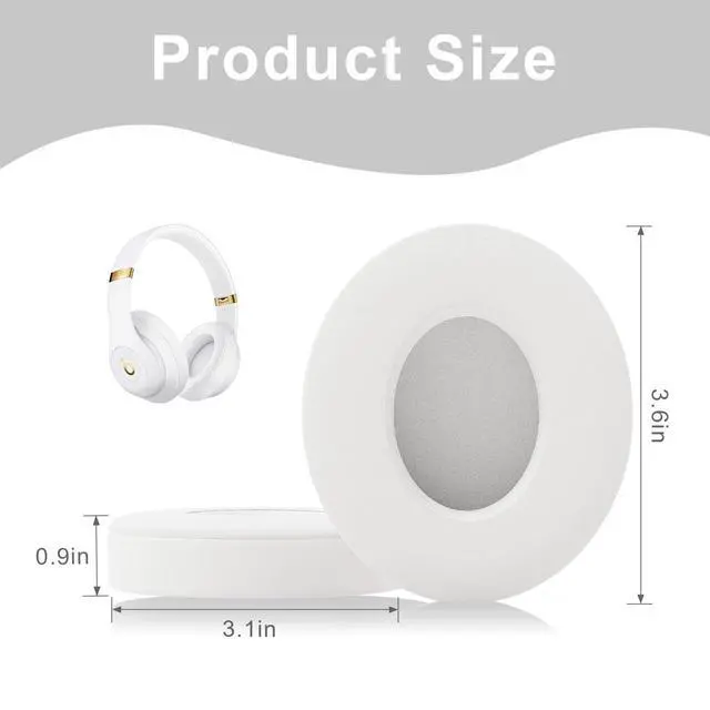 Alt view image 6 of 6 - Replacement Ear Pads for Beats Studio3, Studio 2, White | Ear Covers Earpads Cushions Compatible with Beats Studio3/2 Headphone
