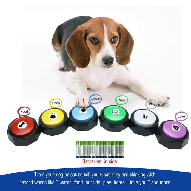 Alt view image 2 of 6 - Recordable Buttons, Dog Training and Communication Buttons, Pack of 6, 30 Seconds Recording, 30 Scene 15 Custom Stickers, 6 Pairs Non-Slip Stickers, Sound Quality is Clearly (Batteries Included)