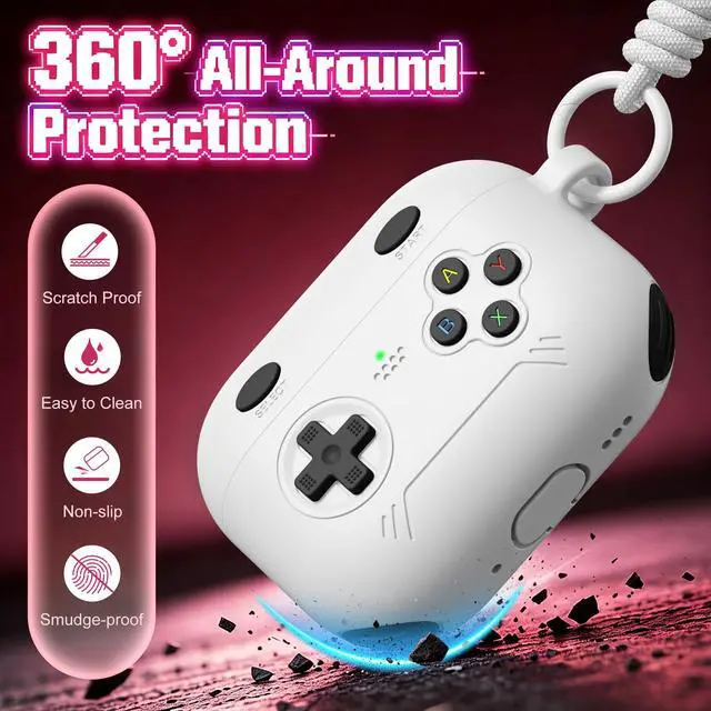 Alt view image 3 of 6 - for Airpods Pro 3 Case Cute Game Console Design with Detachable Lanyard | Full Body Soft Silicone Compatible with Apple AirPod Pro 3rd Generation Cover with Cleaner Kit,Shockproof,Anti-Scratch