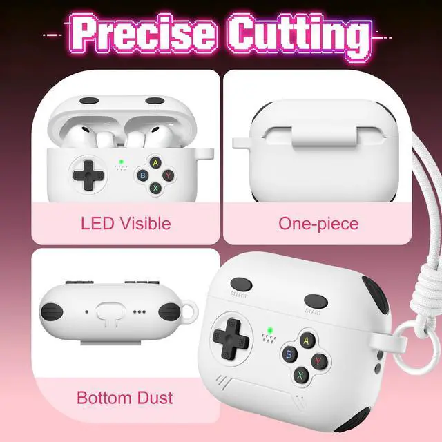 Alt view image 5 of 6 - for Airpods Pro 3 Case Cute Game Console Design with Detachable Lanyard | Full Body Soft Silicone Compatible with Apple AirPod Pro 3rd Generation Cover with Cleaner Kit,Shockproof,Anti-Scratch
