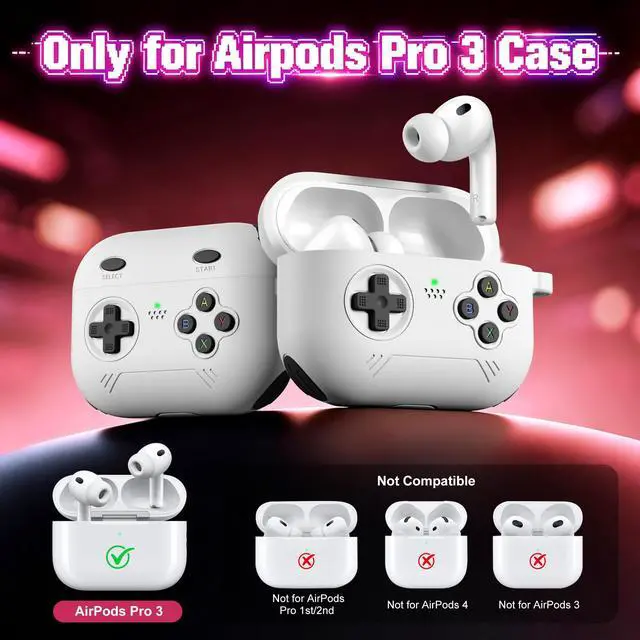 Alt view image 6 of 6 - for Airpods Pro 3 Case Cute Game Console Design with Detachable Lanyard | Full Body Soft Silicone Compatible with Apple AirPod Pro 3rd Generation Cover with Cleaner Kit,Shockproof,Anti-Scratch