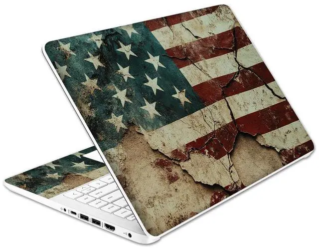 Main image of Laptop Skin Decal HP 14" - US Flag, Laptop Cover Sticker, No Cutting Required, No Bubble, Waterproof, Scratch Resistant - Including Wide Screen and Wrist Pad