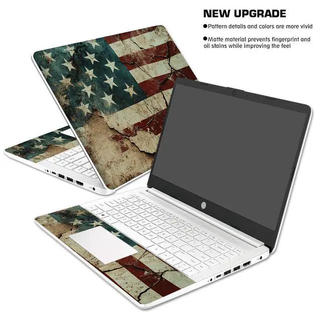 Alt view image 3 of 7 - Laptop Skin Decal HP 14" - US Flag, Laptop Cover Sticker, No Cutting Required, No Bubble, Waterproof, Scratch Resistant - Including Wide Screen and Wrist Pad