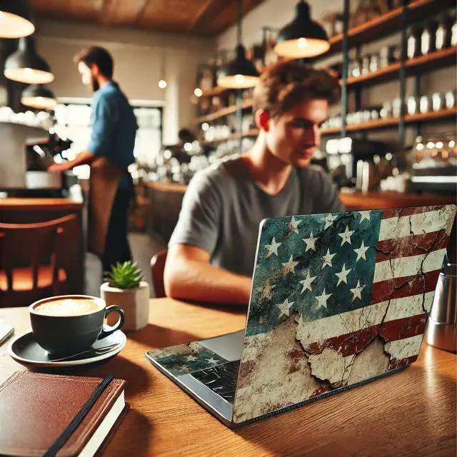 Alt view image 7 of 7 - Laptop Skin Decal HP 14" - US Flag, Laptop Cover Sticker, No Cutting Required, No Bubble, Waterproof, Scratch Resistant - Including Wide Screen and Wrist Pad