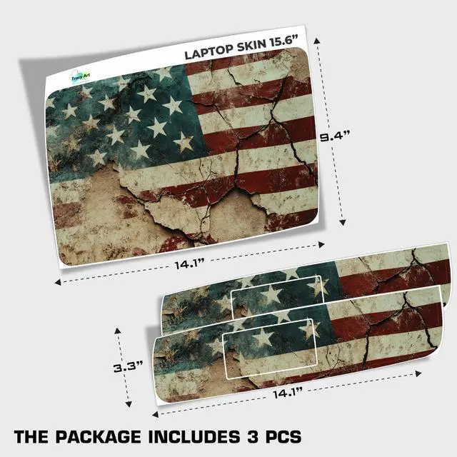 Alt view image 3 of 7 - Laptop Skin Decal HP 15.6" - US Flag, Laptop Cover Sticker, No Cutting Required, No Bubble, Waterproof, Scratch Resistant - Including Wide Screen and Wrist Pad