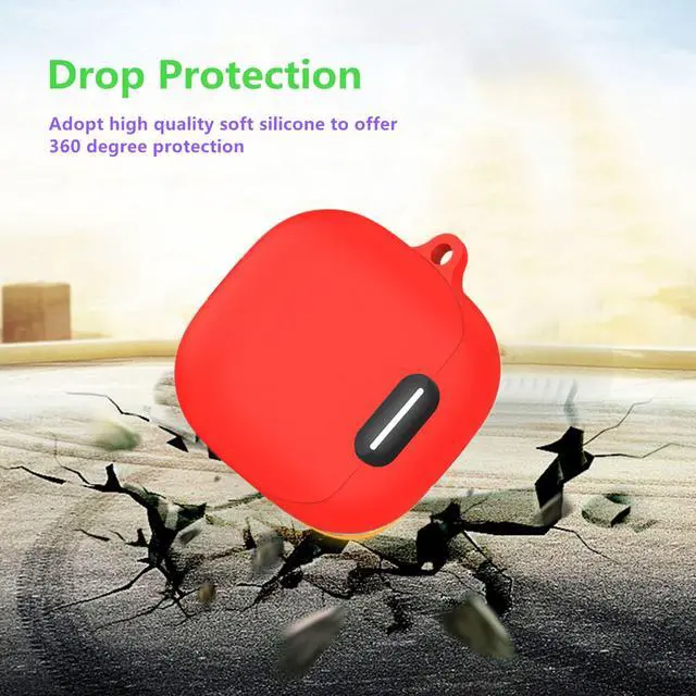 Alt view image 6 of 7 - Silicone Case for Anker Soundcore Liberty 4 NC with Cute Keychain Lanyard Shockproof Protective Cover Compatible with Earbuds Soundcore Liberty 4 NC Charging Box Case Cover for Women Men (Red)