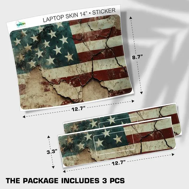 Alt view image 2 of 7 - Laptop Skin Decal HP 14" - US Flag, Laptop Cover Sticker, No Cutting Required, No Bubble, Waterproof, Scratch Resistant - Including Wide Screen and Wrist Pad