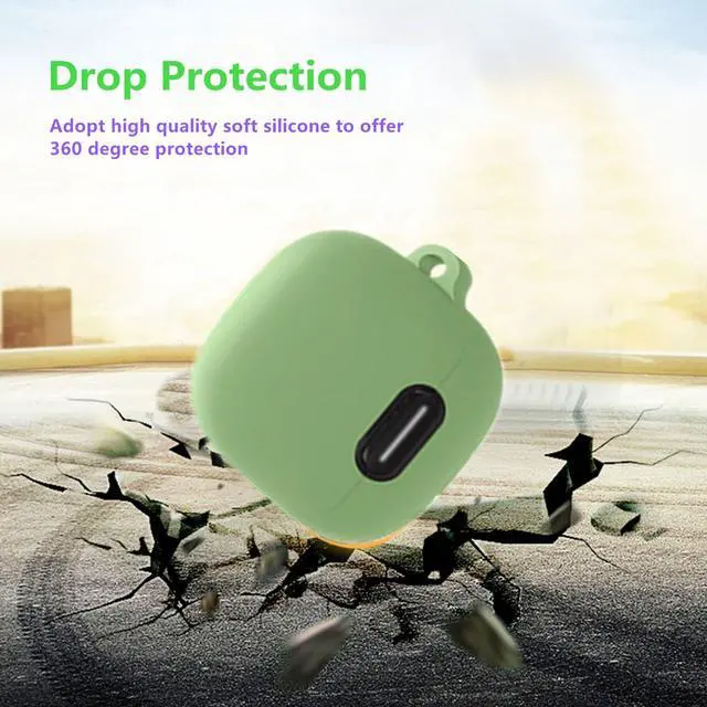 Alt view image 3 of 7 - Silicone Case for Anker Soundcore Liberty 4 NC with Cute Keychain Lanyard Shockproof Protective Cover Compatible with Earbuds Soundcore Liberty 4 NC Charging Box Case Cover for Women Men (Green)