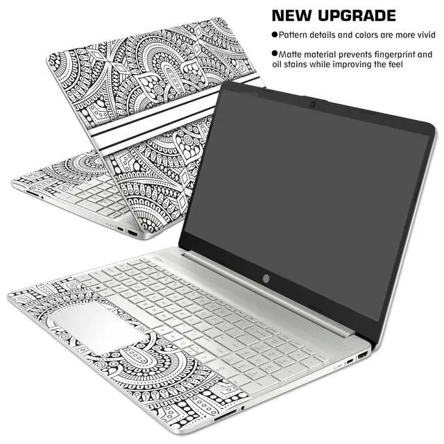 Alt view image 3 of 7 - Laptop Skin Decal HP 15.6" - Mandala, Laptop Cover Sticker, No Cutting Required, No Bubble, Waterproof, Scratch Resistant - Including Wide Screen and Wrist Pad