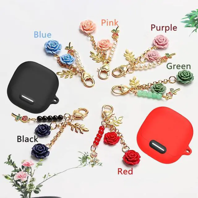 Alt view image 7 of 7 - Silicone Case for Anker Soundcore Liberty 4 NC with Cute Keychain Lanyard Shockproof Protective Cover Compatible with Earbuds Soundcore Liberty 4 NC Charging Box Case Cover for Women Men (Green)